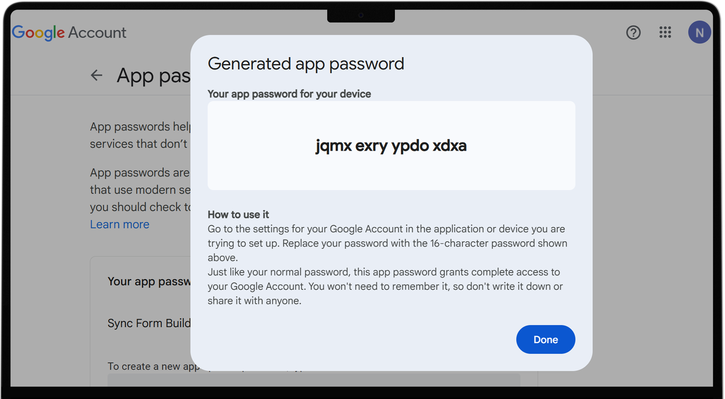 Generate App Password